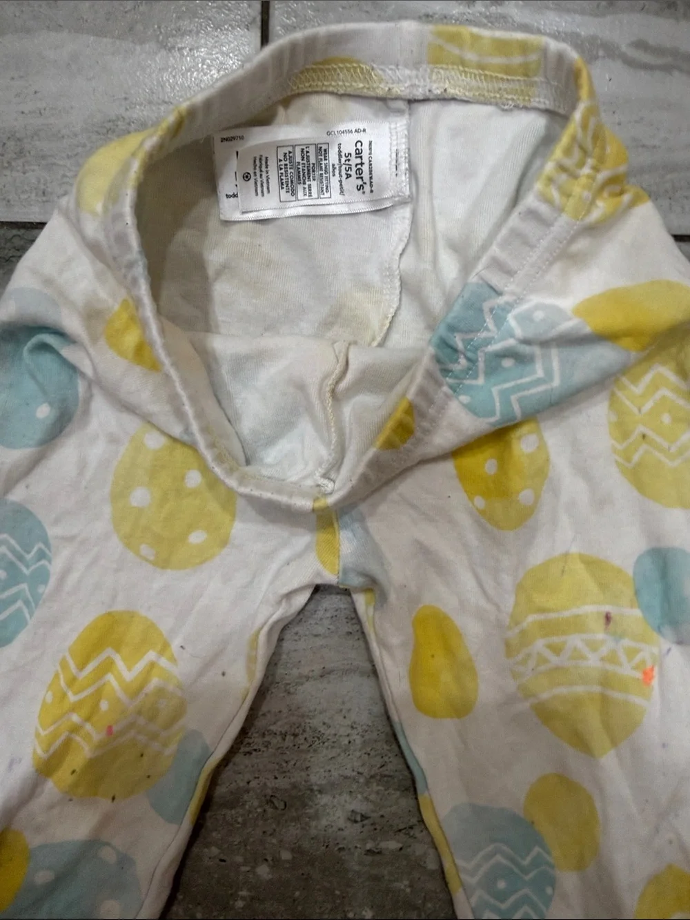 Carter's Short-Sleeve Pajama Set in Yellow & Light Blue Egg Print